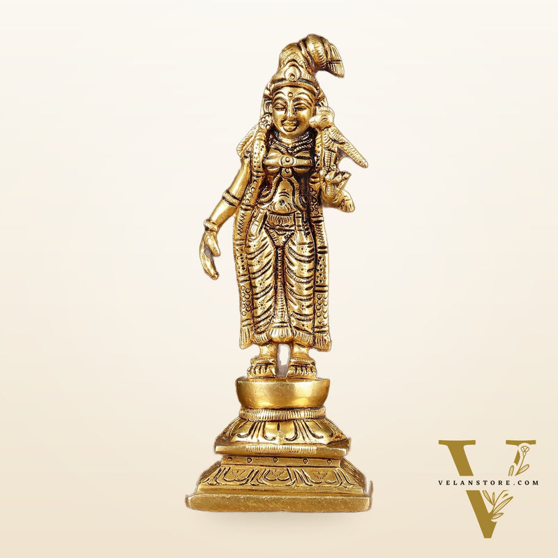 Exquisite Brass Superfine Goddess Andal/godadevi Statue | 6" Height |
