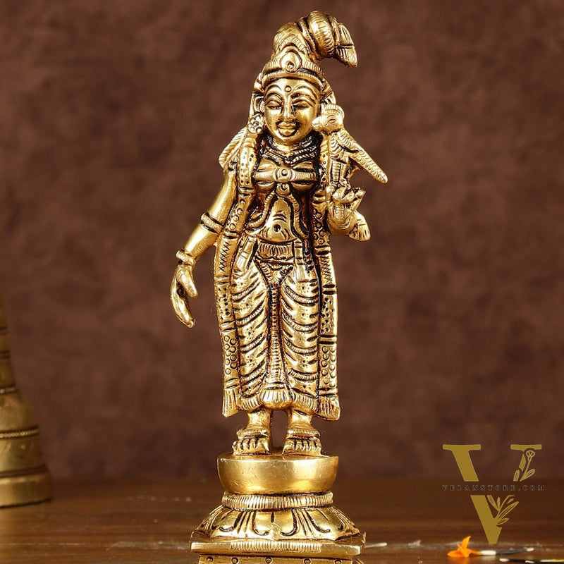 Exquisite Brass Superfine Goddess Andal/godadevi Statue | 6" Height |