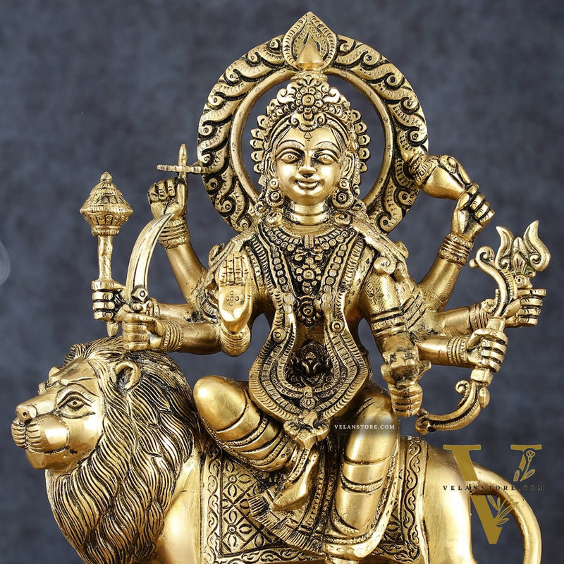 Exquisite Brass Superfine Goddess Durga Statue - 15 Inch