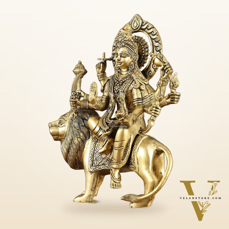Exquisite Brass Superfine Goddess Durga Statue - 15 Inch