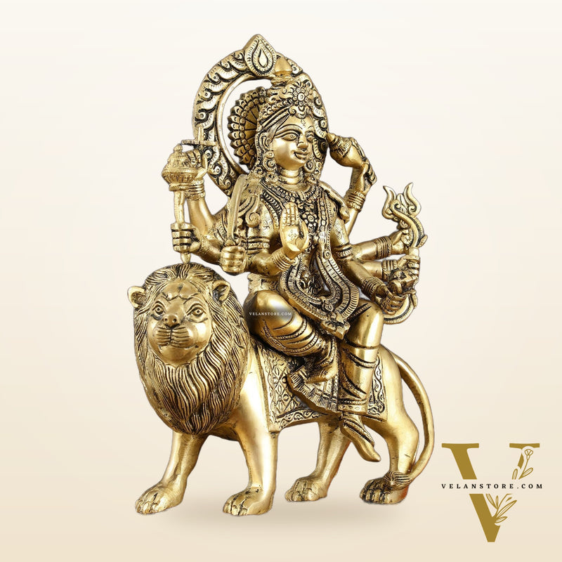 Exquisite Brass Superfine Goddess Durga Statue - 15 Inch