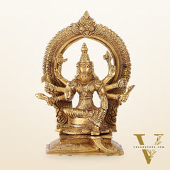 Exquisite Brass Superfine Goddess Varahi Idol with Prabhavali Frame | 8.5" Height