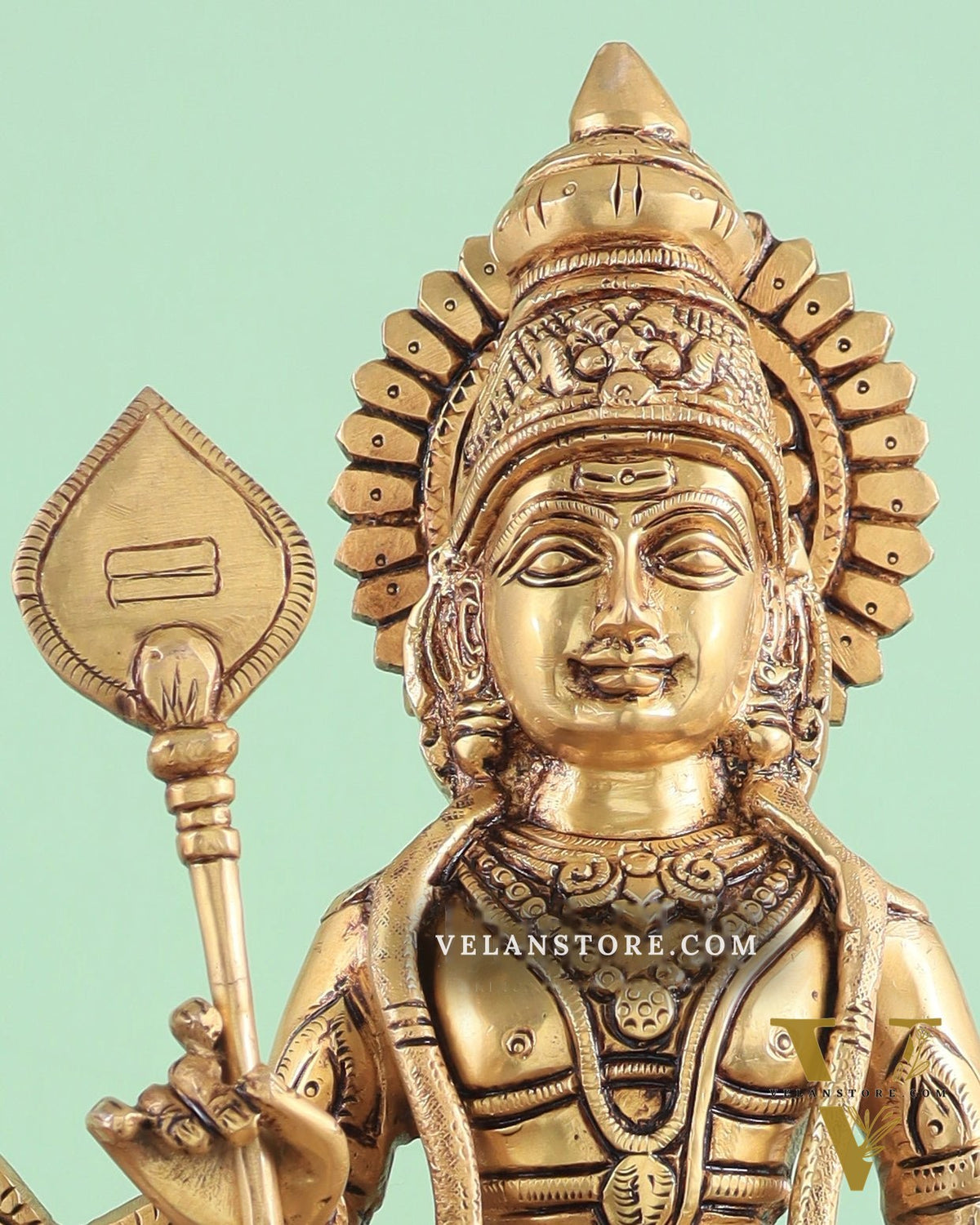 Exquisite Brass Superfine Lord Murugan with Peacock Statue - 16 Inches Tall