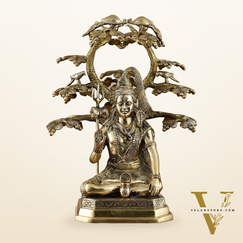 Exquisite Brass Superfine Lord Shiva Under Tree Statue - 19 Inch | 15.5 kg