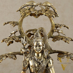 Exquisite Brass Superfine Lord Shiva Under Tree Statue - 19 Inch | 15.5 kg