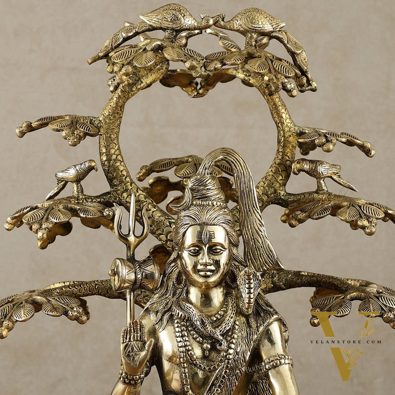 Exquisite Brass Superfine Lord Shiva Under Tree Statue - 19 Inch | 15.5 kg