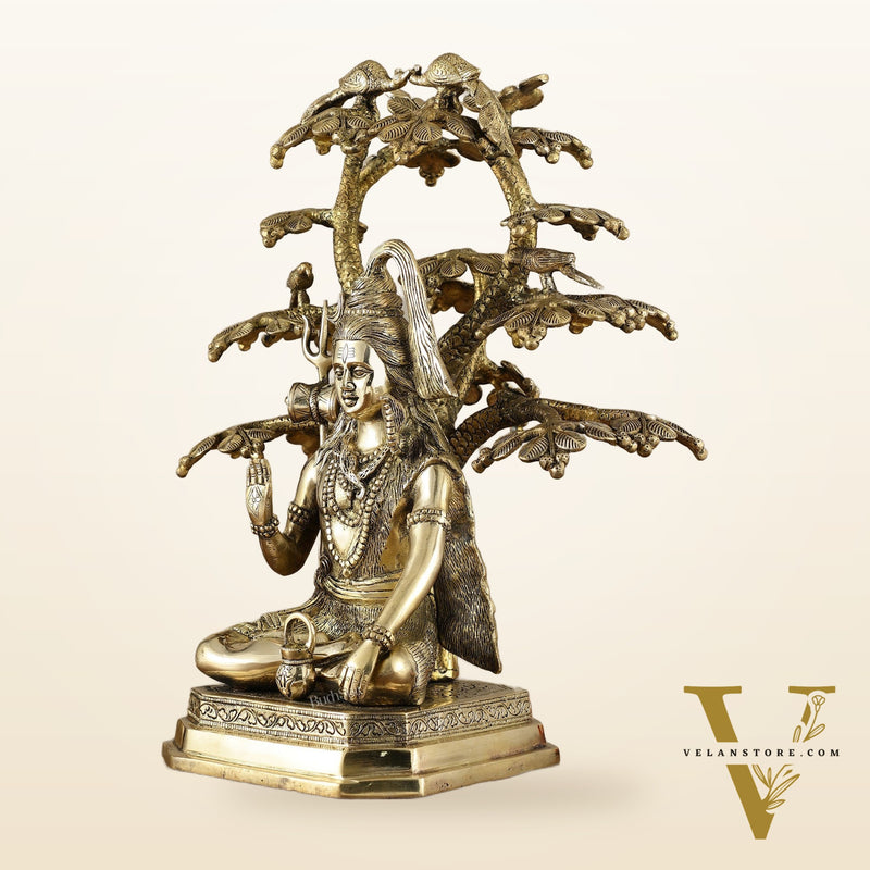 Exquisite Brass Superfine Lord Shiva Under Tree Statue - 19 Inch | 15.5 kg