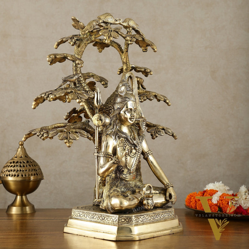Exquisite Brass Superfine Lord Shiva Under Tree Statue - 19 Inch | 15.5 kg
