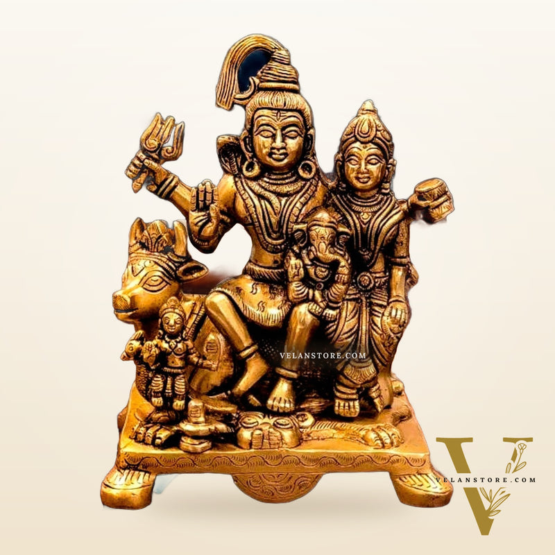 Exquisite Brass Superfine Shiv Parivar on Nandi Idol 8 inch