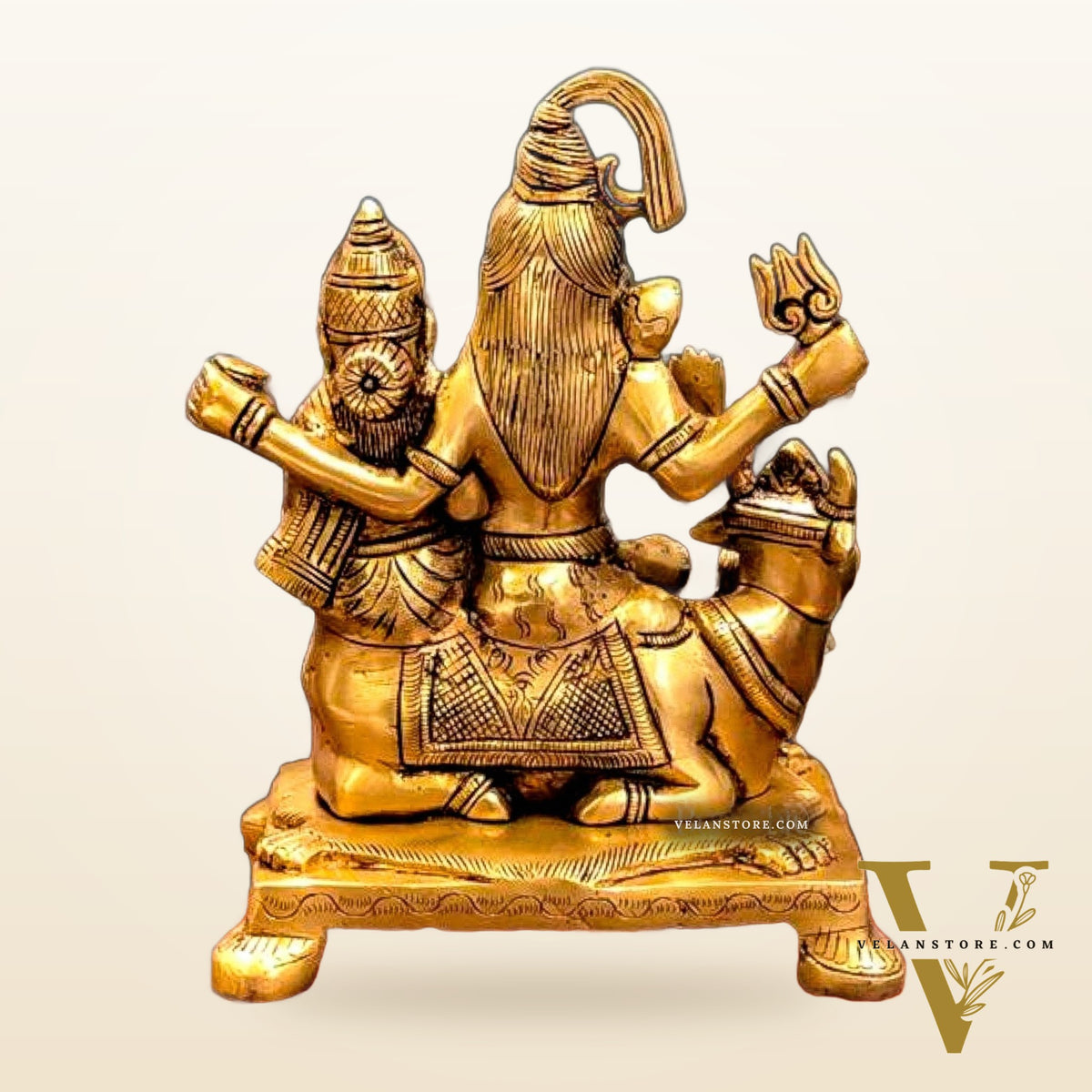 Exquisite Brass Superfine Shiv Parivar on Nandi Idol 8 inch