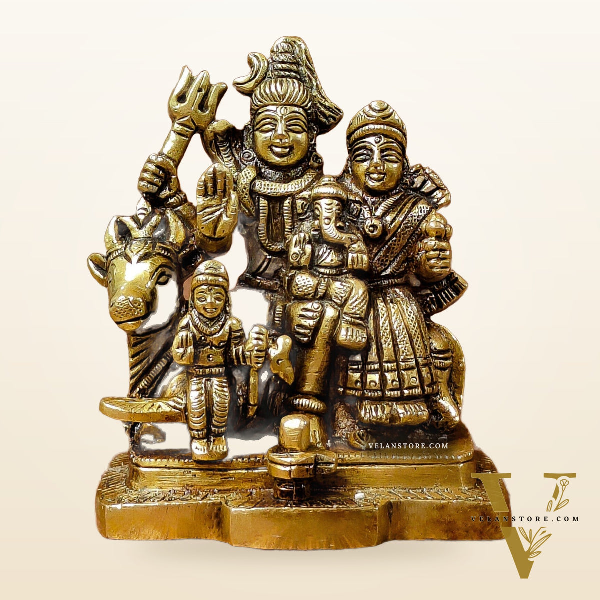 Exquisite Brass Superfine Shiva Parivar Idol | Small Size for Home Temples