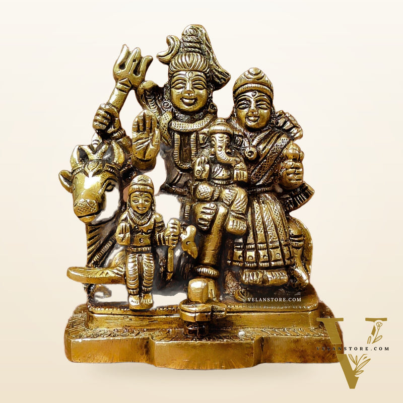 Exquisite Brass Superfine Shiva Parivar Idol | Small Size for Home Temples