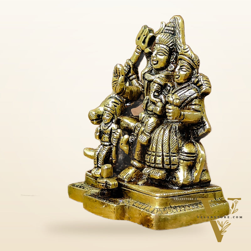 Exquisite Brass Superfine Shiva Parivar Idol | Small Size for Home Temples
