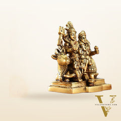 Exquisite Brass Superfine Shiva Parivar Idol | Small Size for Home Temples 4 inch