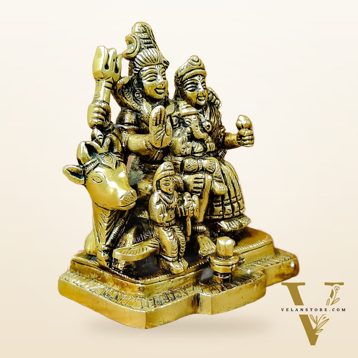 Exquisite Brass Superfine Shiva Parivar Idol | Small Size for Home Temples