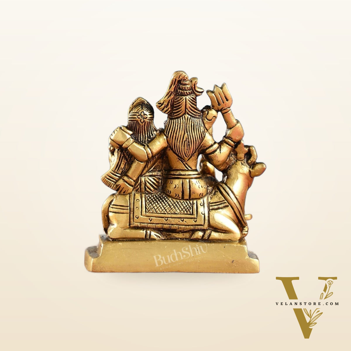 Exquisite Brass Superfine Shiva Parivar Idol | Small Size for Home Temples 4 inch