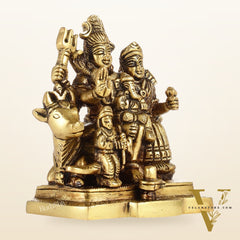Exquisite Brass Superfine Shiva Parivar Idol | Small Size for Home Temples 4 inch