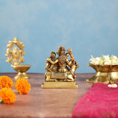 Exquisite Brass Superfine Shiva Parivar Idol | Small Size for Home Temples 4 inch