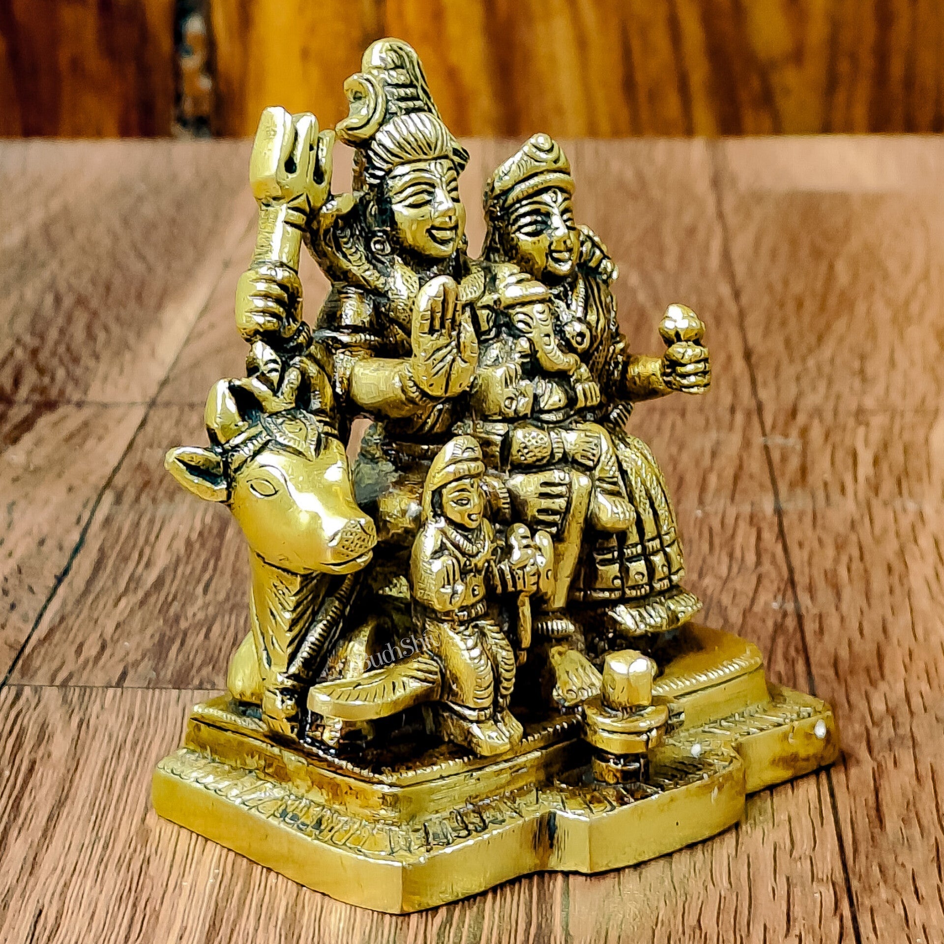 Exquisite Brass Superfine Shiva Parivar Idol | Small Size for Home Temples