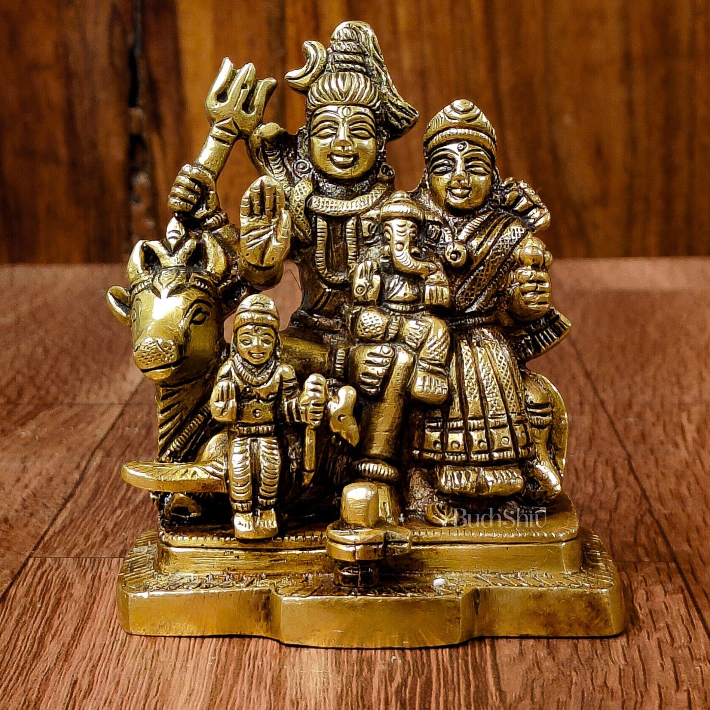 Exquisite Brass Superfine Shiva Parivar Idol | Small Size for Home Temples