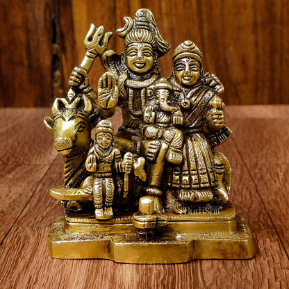 Exquisite Brass Superfine Shiva Parivar Idol | Small Size for Home Temples