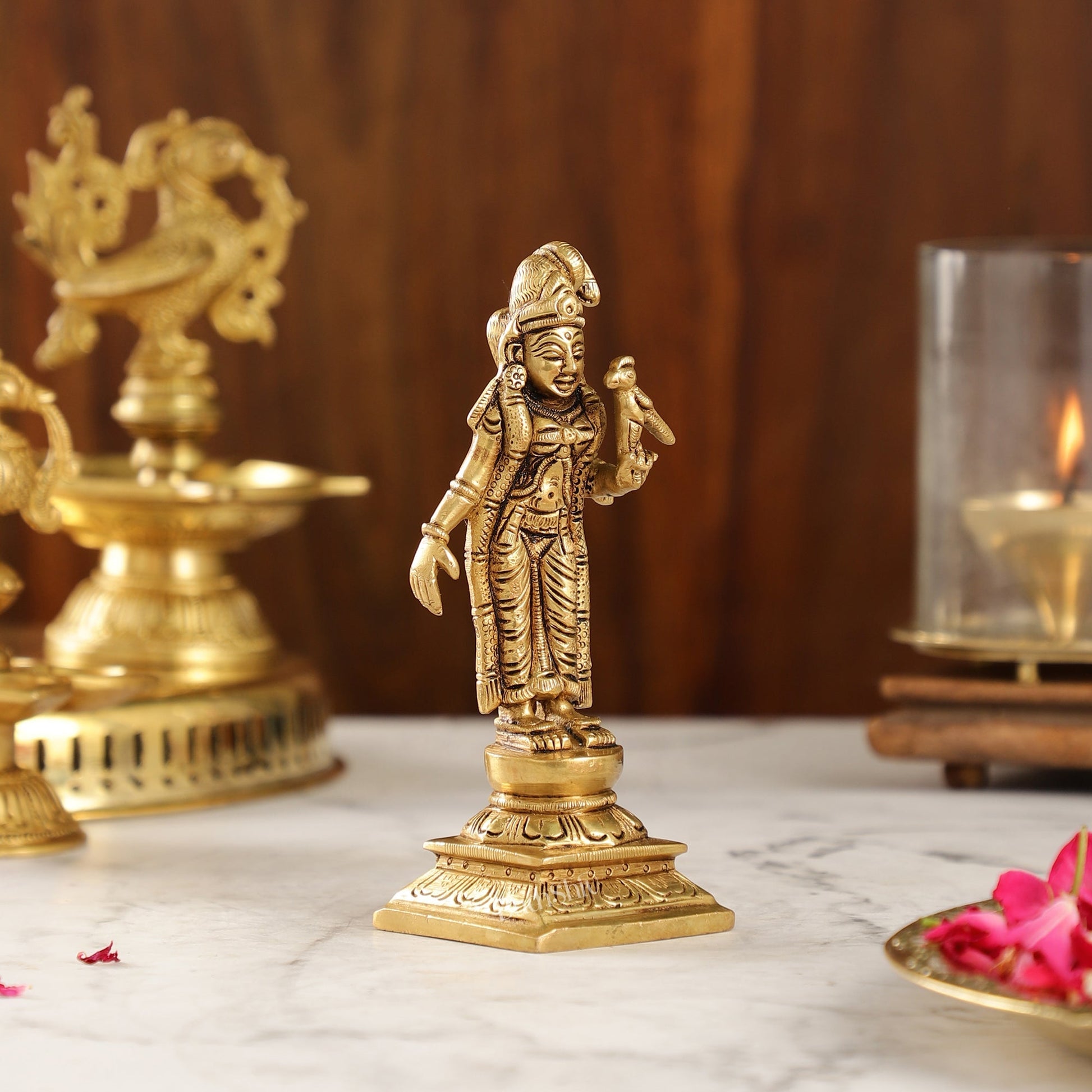 Exquisite Brass Superfine Goddess Andal/godadevi Statue | 6" Height |