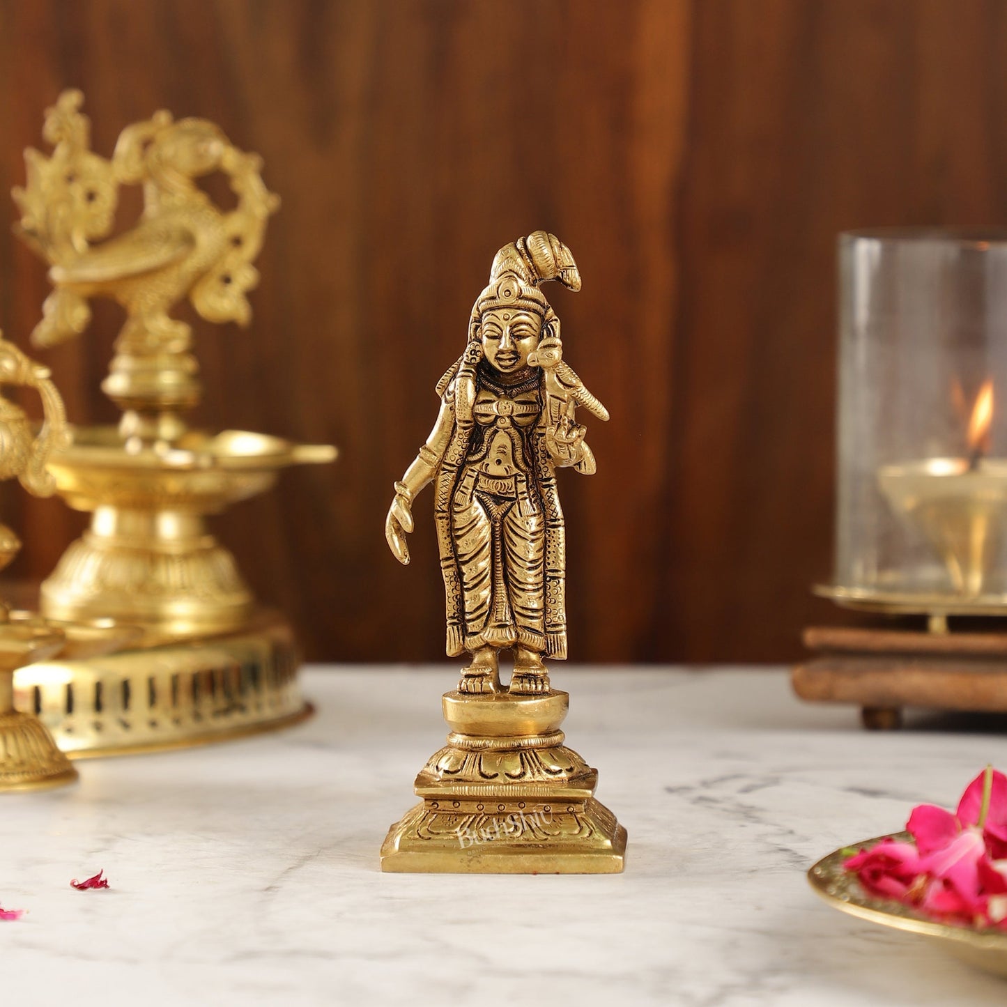 Exquisite Brass Superfine Goddess Andal/godadevi Statue | 6" Height |