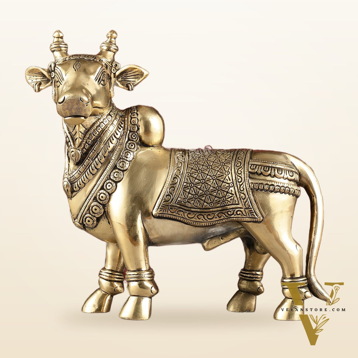 Exquisite Brass Superfine Standing Nandi Idol | 10.5" antique