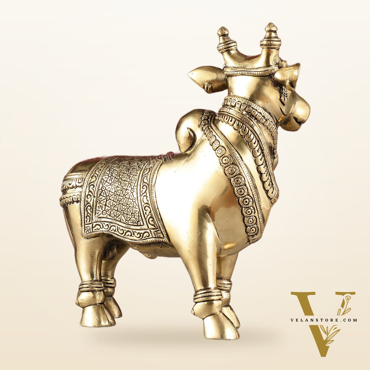 Exquisite Brass Superfine Standing Nandi Idol | 10.5" antique