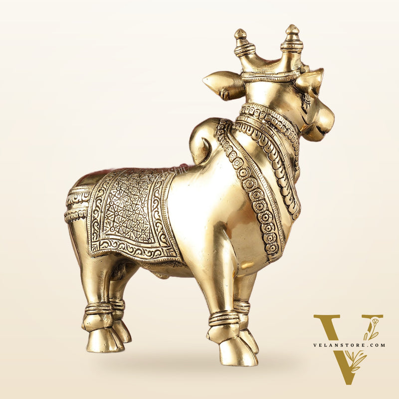 Exquisite Brass Superfine Standing Nandi Idol | 10.5" antique