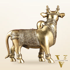 Exquisite Brass Superfine Standing Nandi Idol | 10.5" antique