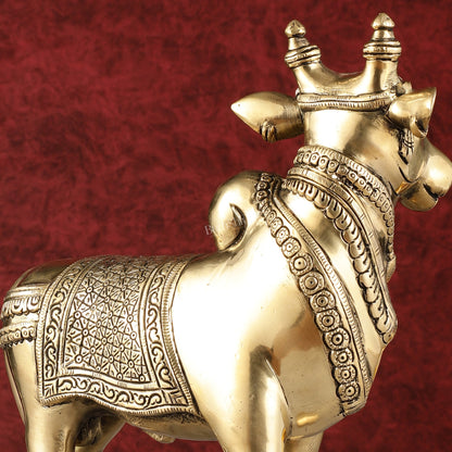 Exquisite Brass Superfine Standing Nandi Idol | 10.5" antique