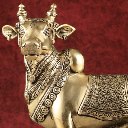 Exquisite Brass Superfine Standing Nandi Idol | 10.5" antique