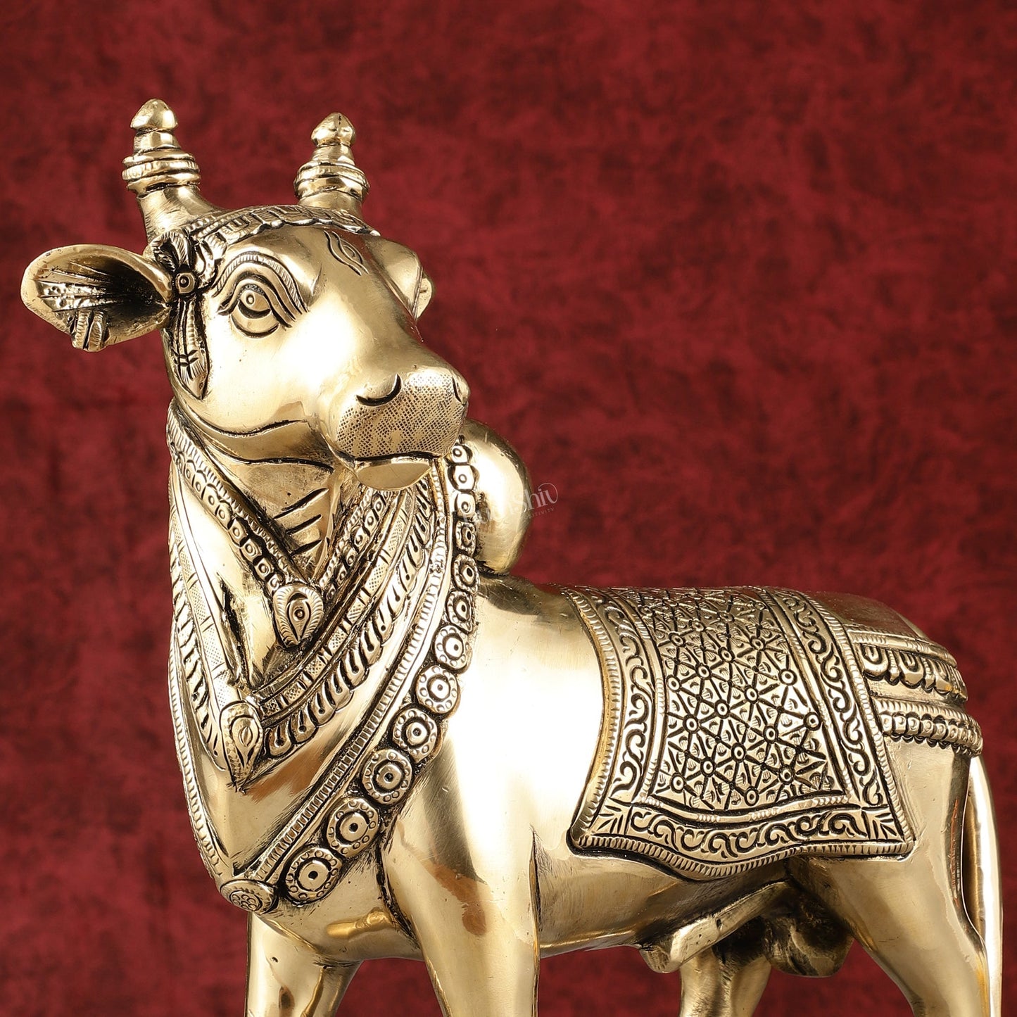Exquisite Brass Superfine Standing Nandi Idol | 10.5" antique