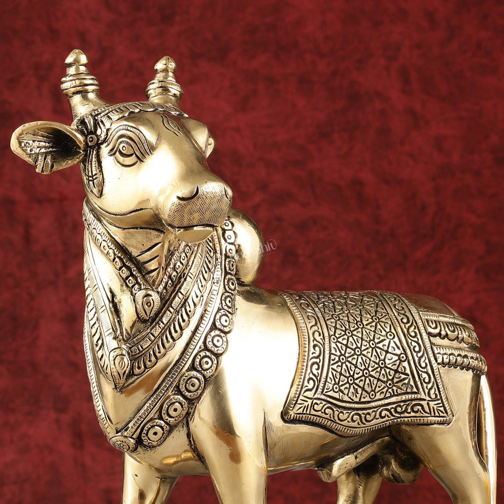 Exquisite Brass Superfine Standing Nandi Idol | 10.5" antique