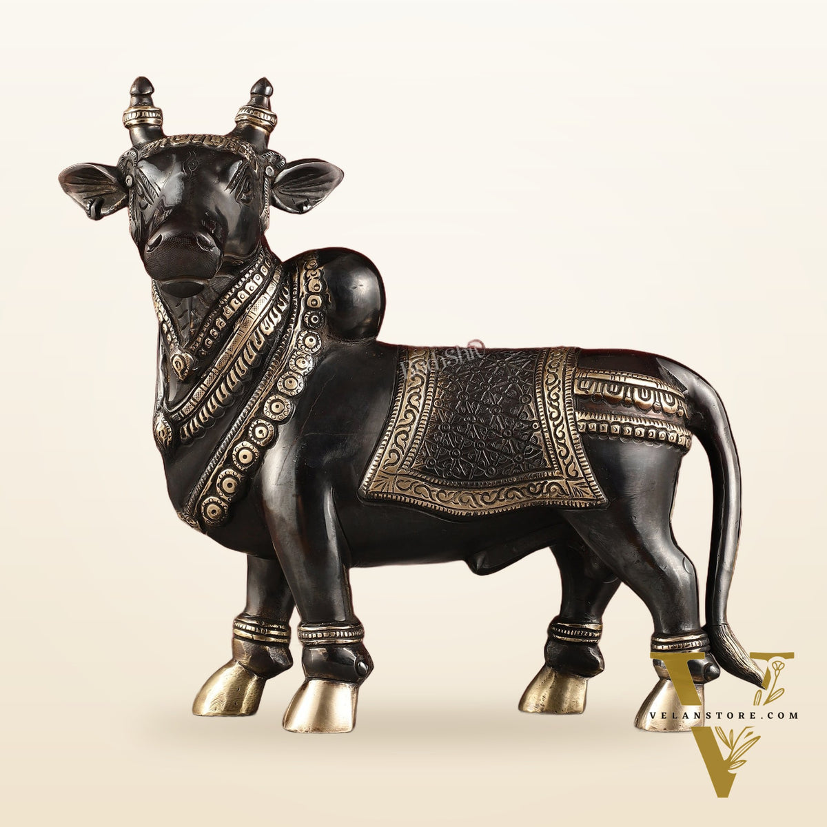 Exquisite Brass Superfine Standing Nandi Idol | 10.5" black
