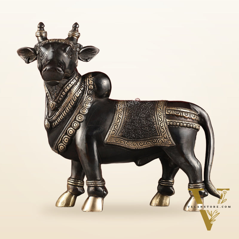Exquisite Brass Superfine Standing Nandi Idol | 10.5" black