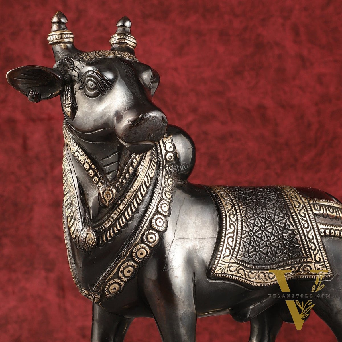 Exquisite Brass Superfine Standing Nandi Idol | 10.5" black