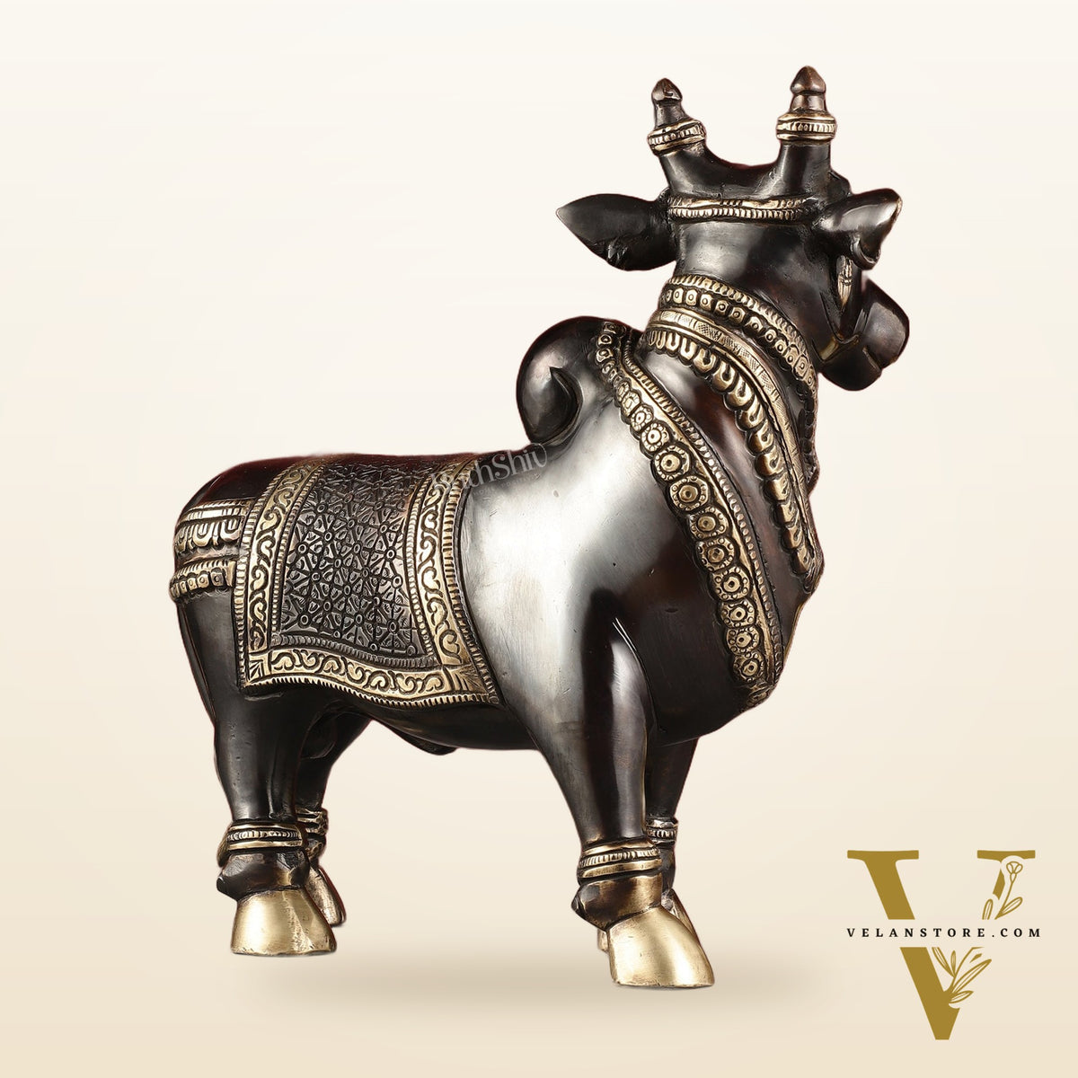 Exquisite Brass Superfine Standing Nandi Idol | 10.5" black