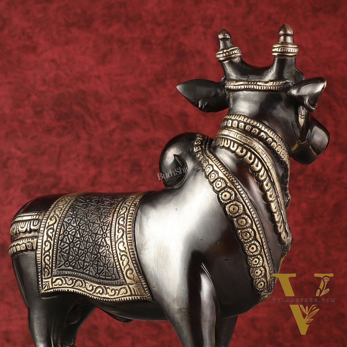 Exquisite Brass Superfine Standing Nandi Idol | 10.5" black