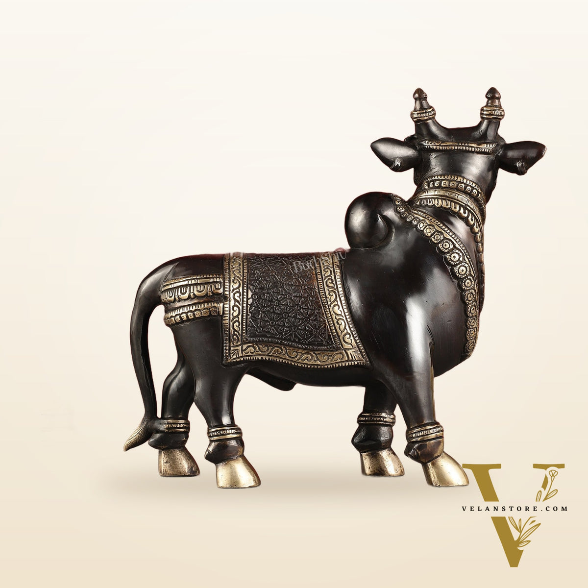 Exquisite Brass Superfine Standing Nandi Idol | 10.5" black