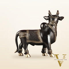 Exquisite Brass Superfine Standing Nandi Idol | 10.5" black