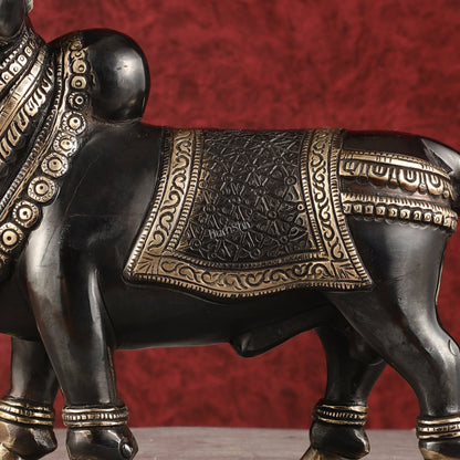 Exquisite Brass Superfine Standing Nandi Idol | 10.5" black