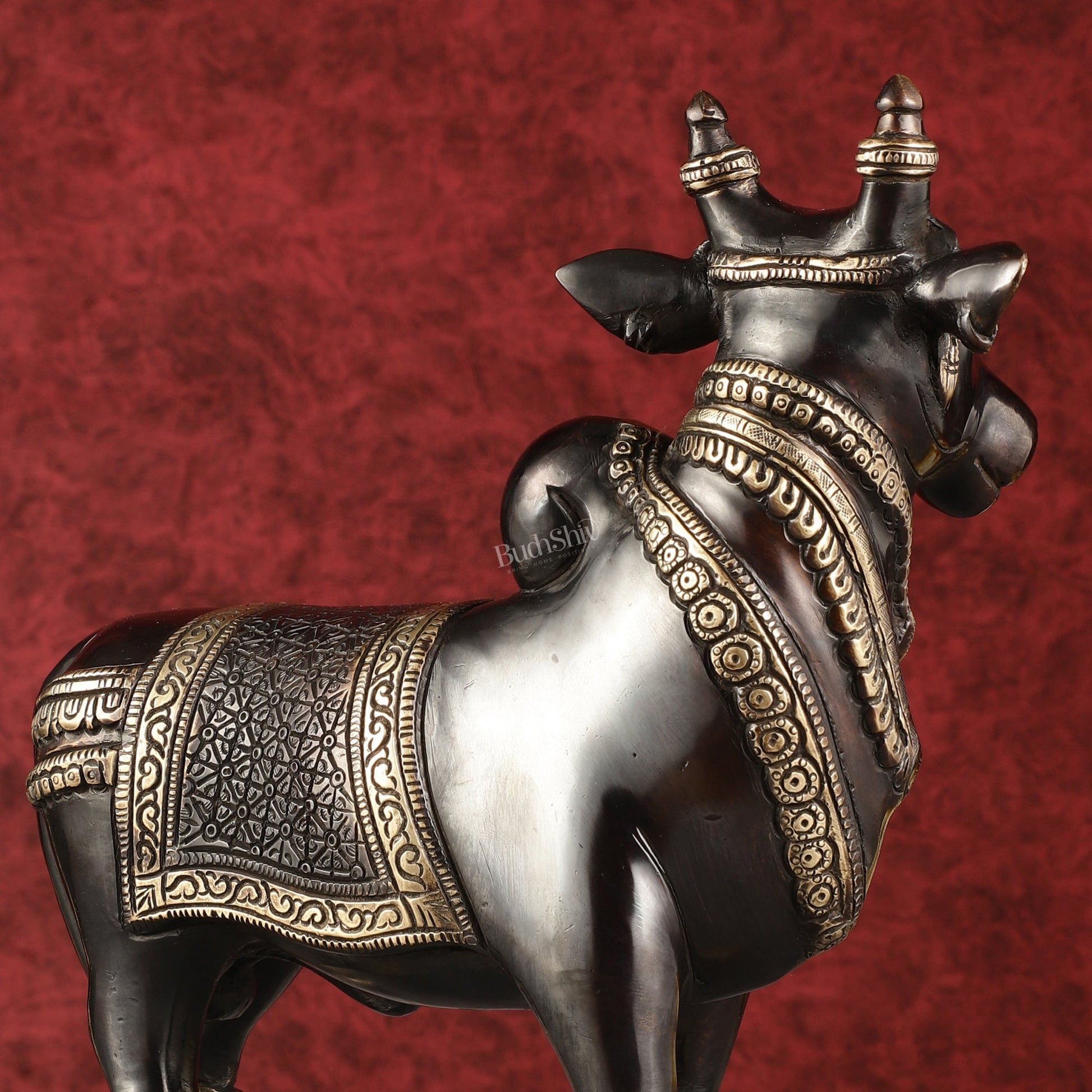 Exquisite Brass Superfine Standing Nandi Idol | 10.5" black