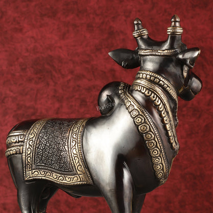 Exquisite Brass Superfine Standing Nandi Idol | 10.5" black