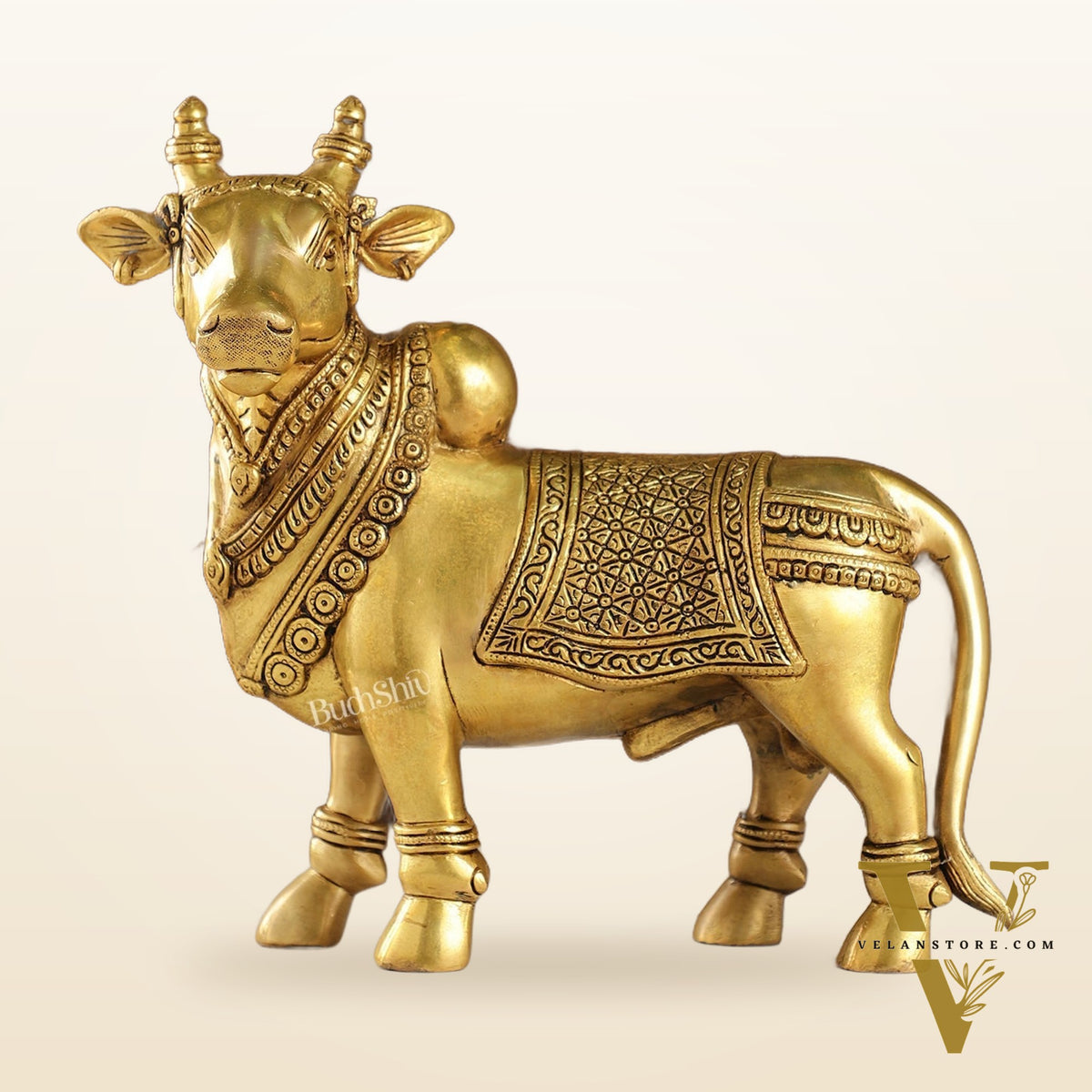 Exquisite Brass Superfine Standing Nandi Idol | 10.5"