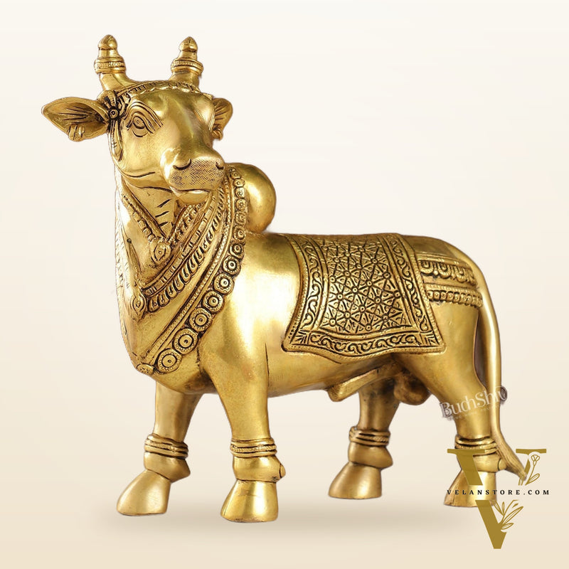 Exquisite Brass Superfine Standing Nandi Idol | 10.5"