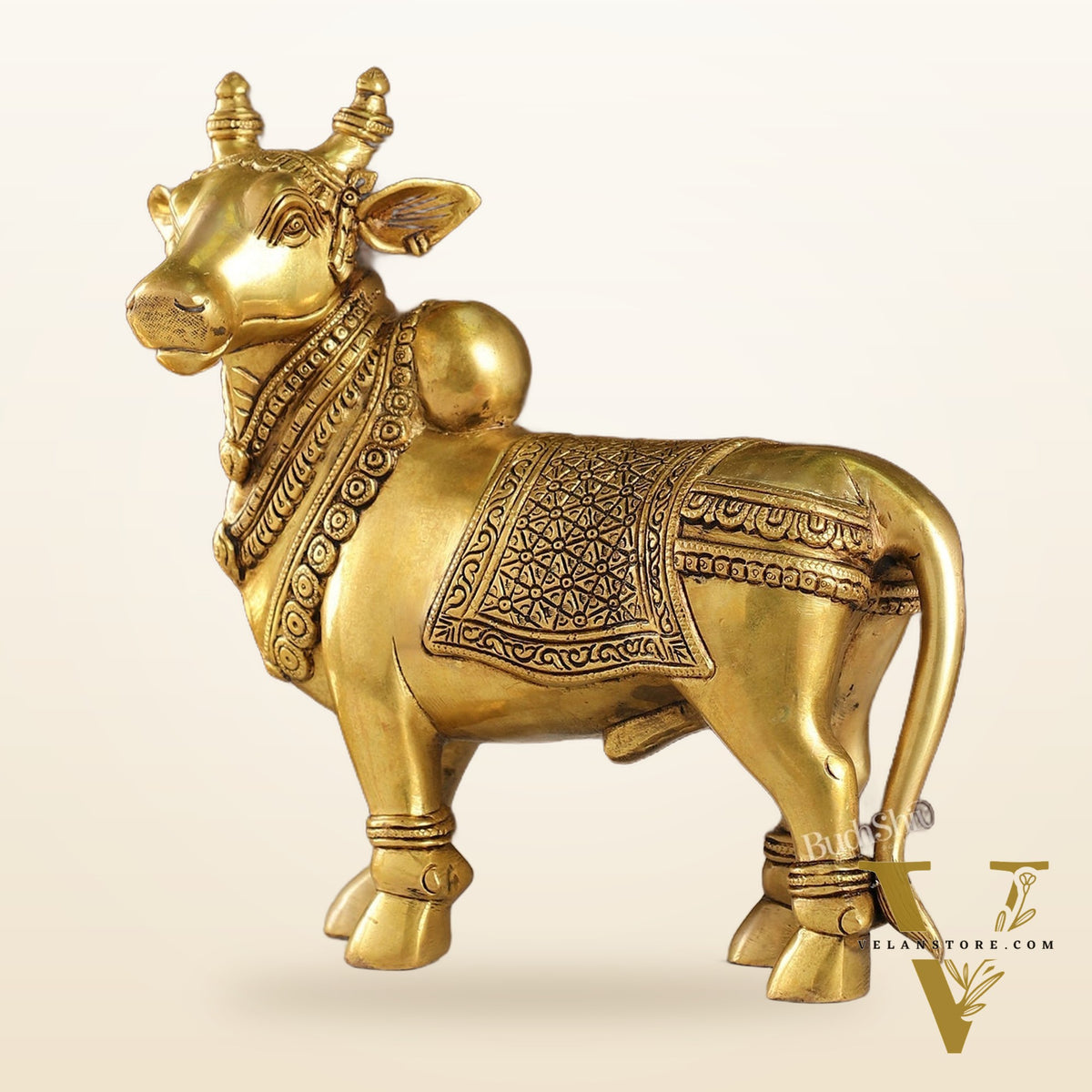 Exquisite Brass Superfine Standing Nandi Idol | 10.5"
