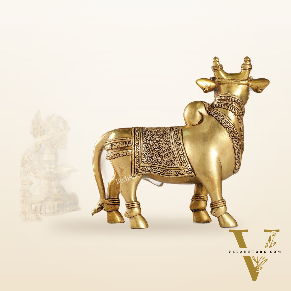 Exquisite Brass Superfine Standing Nandi Idol | 10.5"