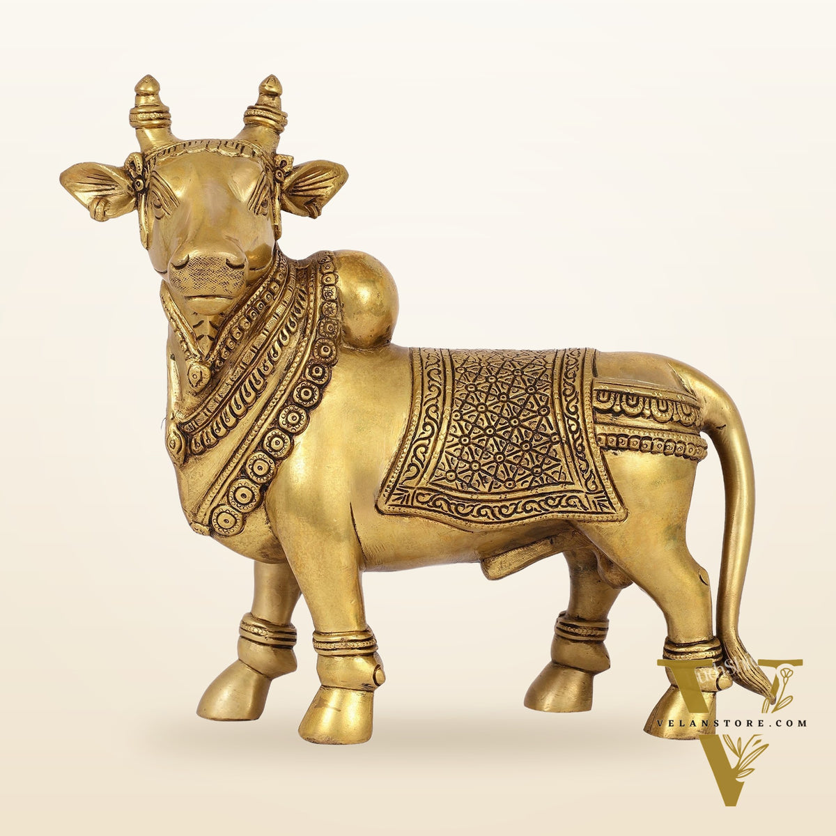 Exquisite Brass Superfine Standing Nandi Idol | 10.5"